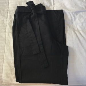J. Crew black linen tie front pants